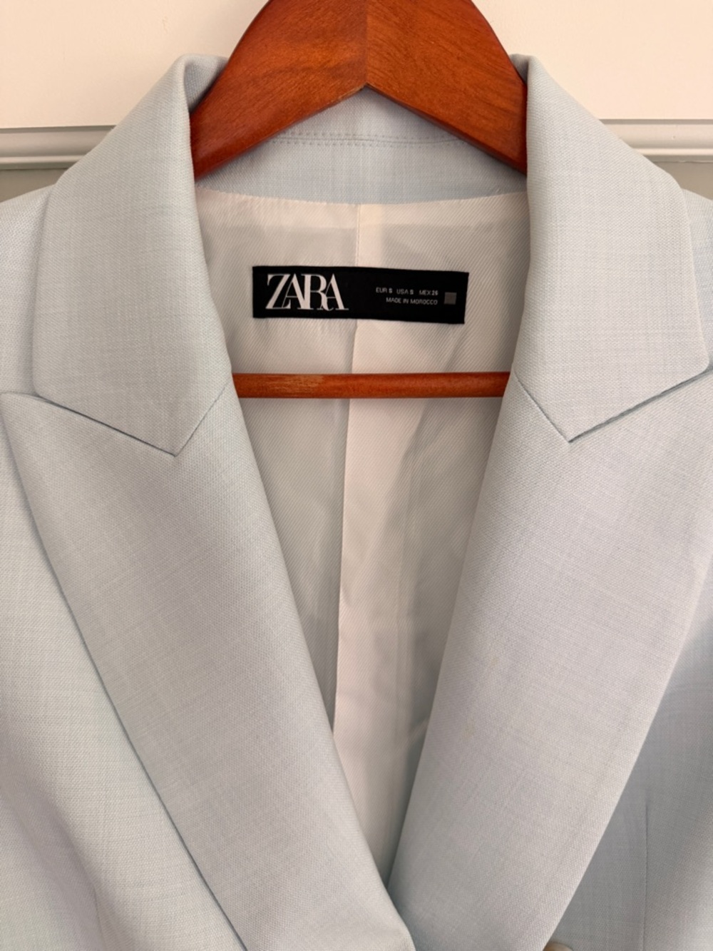 Zara Cropped Double-Breasted Blazer - Pale Blue - Picture 14 of 15